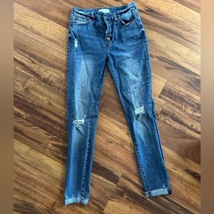 Nature denim high waisted button from distressed skinny jeans